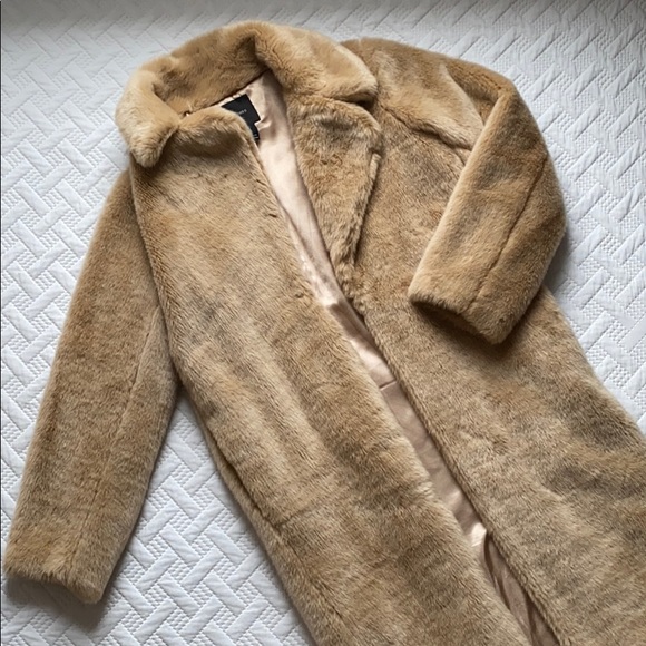 Light Brown Long Faux Fur Coat - Picture 1 of 6
